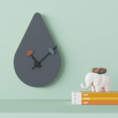 Ullyot MDF Wall Clock with Aluminum Hands and Silent Non-Ticking Teardrop Shaped Design