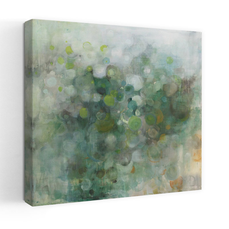 Brume verte contemporaine avec art abstrait bleu, H 32 po x l 32 po