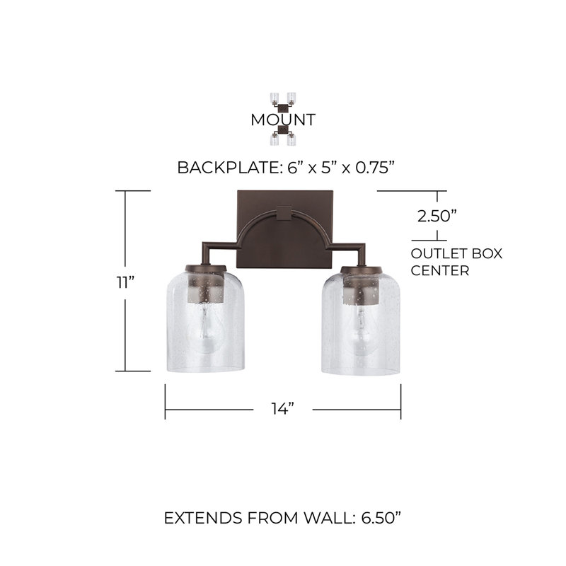 Éclairage pour salle de bain 2 lumières à intensité variable Achen, Bronze