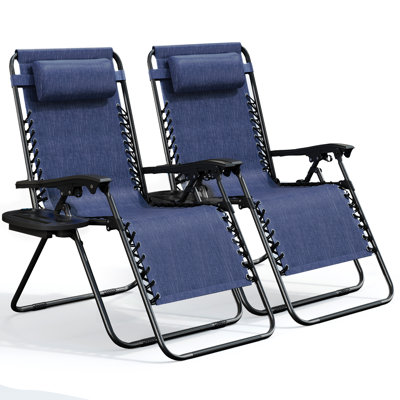 Nestl Zero Gravity Reclining Outdoor Patio Chairs with Pillows & Cup Holder Trays