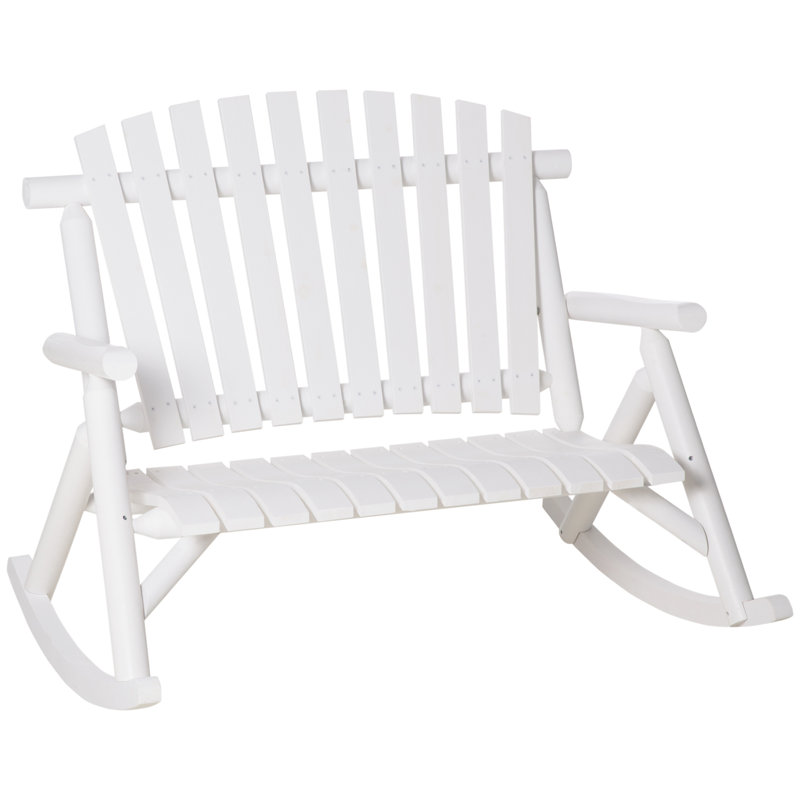 Banc d'extérieur en bois massif à bascule Assaria, Blanc