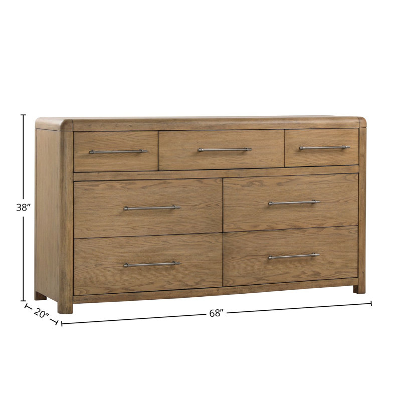 Tricia 7-Drawer Rubberwood Dresser, Natural