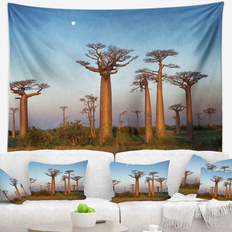 Tapisserie sky landscape of baobabs under the clamation, H 50 po x l 60 po