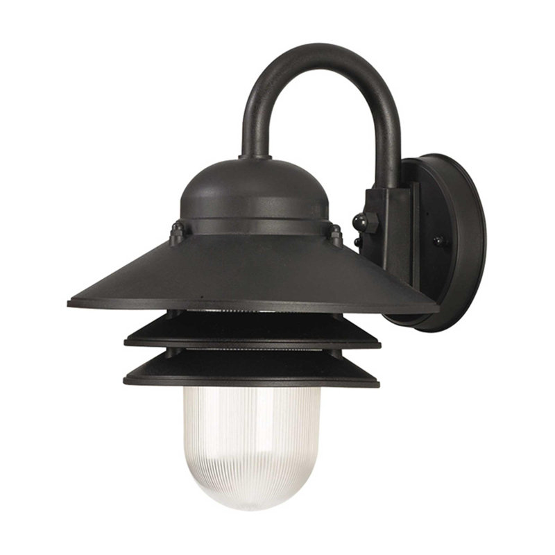 Solus Nautical Outdoor Wall Lantern, Black, 4000K, Clear Prismatic 