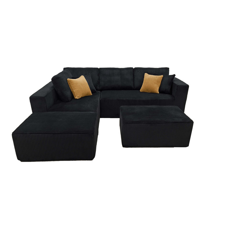 Canapé modulaire Boneless Fernvale, Velours côtelé noir