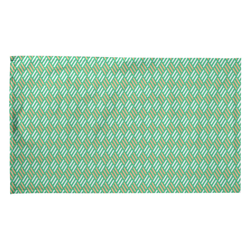 Torchon à losanges à rayures, Polyester sergé, Orange/vert