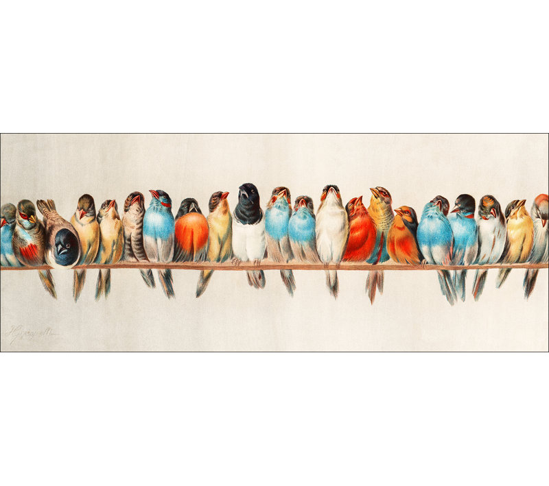 Birds III GLA2709 - No Frame Print on Glass, 50cm H x 125cm W x 1.4cm D