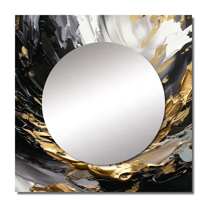 Dreams Of Abundance Black And Gold III - Abstract Square Mirror Wall Decor For Bedroom, 23" x 23"