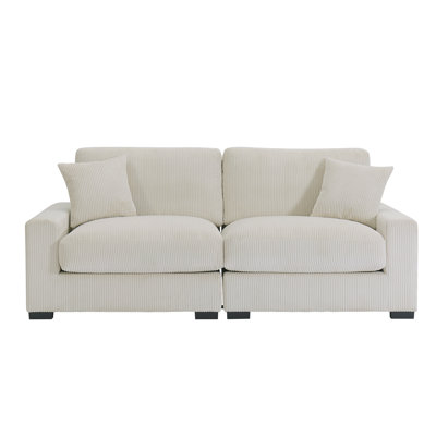 Modular Sectional Sofa,4 Seater Oversized Sectional Sofa, Corduroy Fabric With 2 Ottoman Bench And 2 Pillows, Modular Sectionals Sofa Couch For Living Room