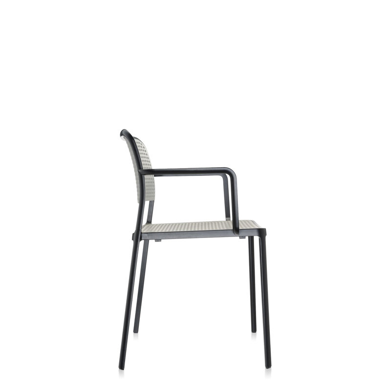 Audrey Armchair, Light Gray, Black Painted Steel