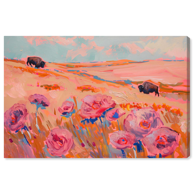 Art floral classique sur toile Wild Bison Wonder par Art Remedy, Toile tendue, H 36 po x l 54 po x P 1,5 po