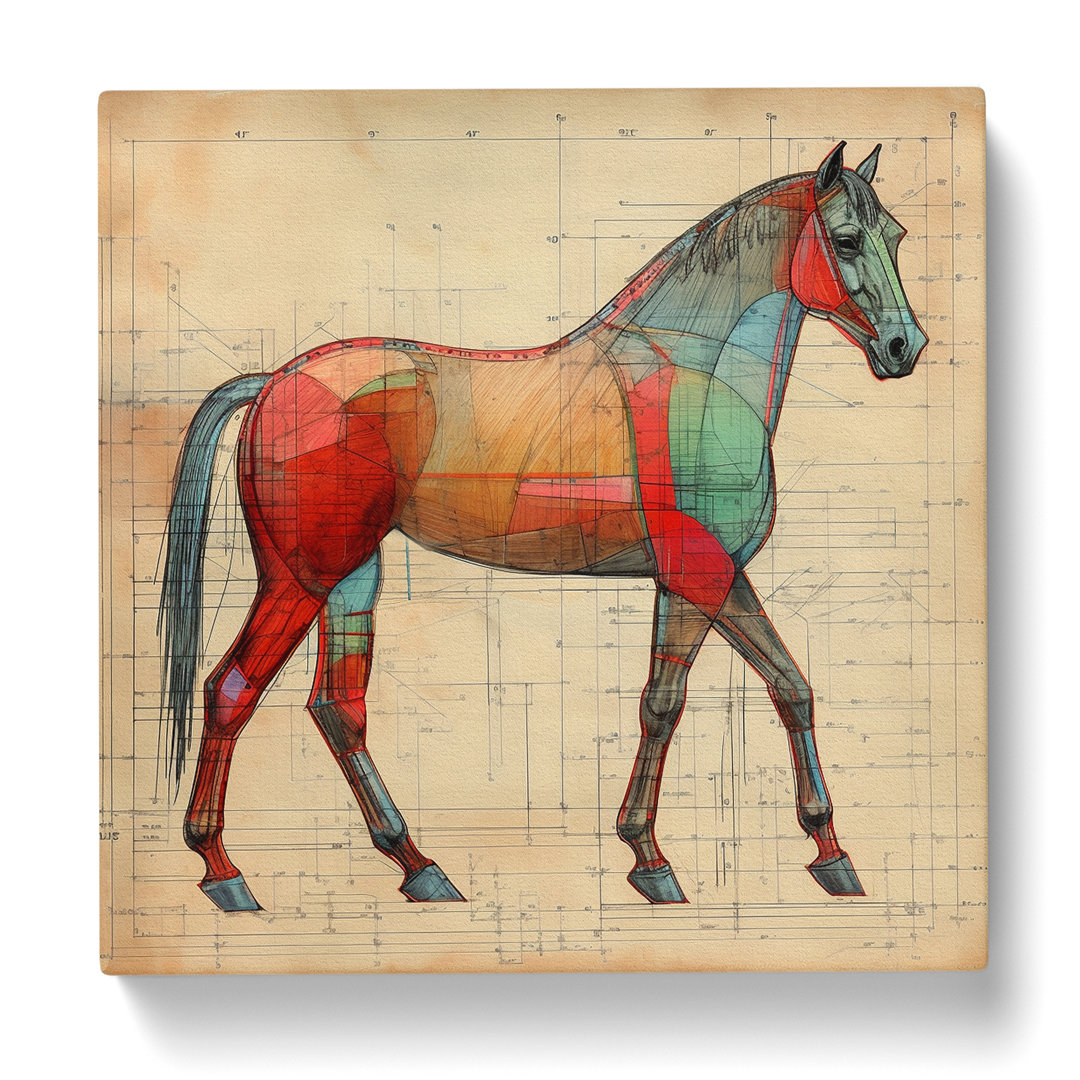 Horse Constructivism - Wrapped Canvas