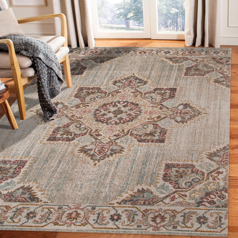 Kinslee Vintage Medallion Ultra Low Pile Performance Area Rug, Rectangle 5'7" x 7'6"