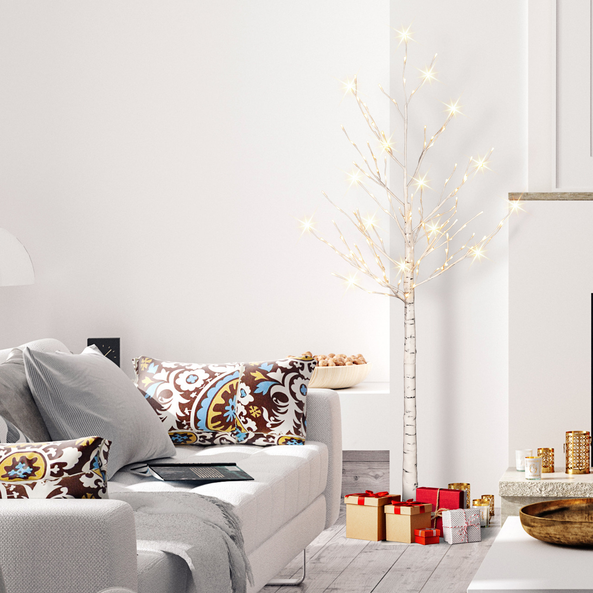 Gibelly Lighted Artificial Christmas Tree, 6'