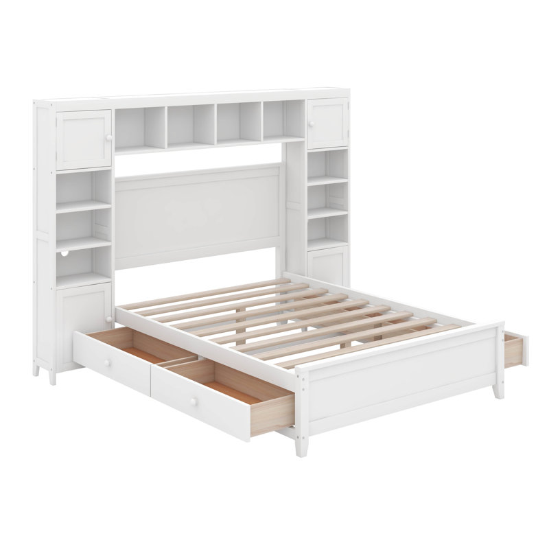 Lit avec armoire et tablette tout-en-un, Blanc