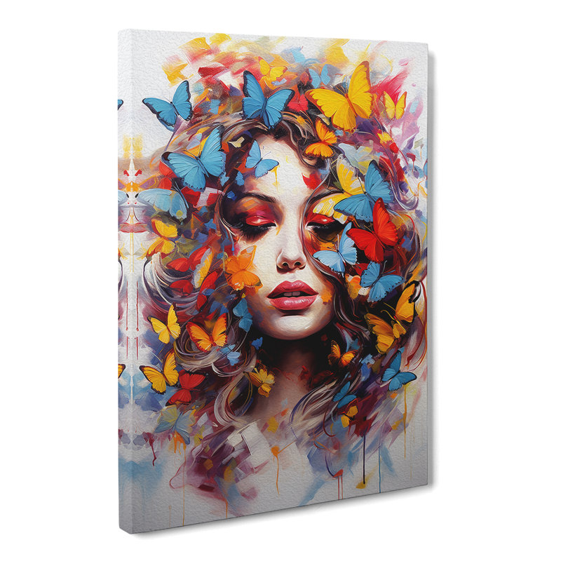 Butterfly Action Painting - Wrapped Canvas, 60cm H x 40cm W x 3cm D