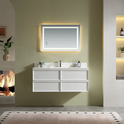 Armoire murale de salle de bain flottante de style médiéval avec évier 48 po