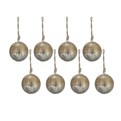 Guerin D4" Wood Christmas Ball Ornaments for Holiday Tree Display