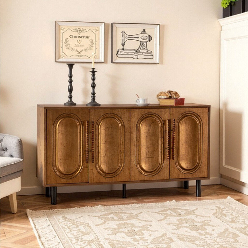 Buffet moderne à 4 portes avec tablettes réglables et console réglable