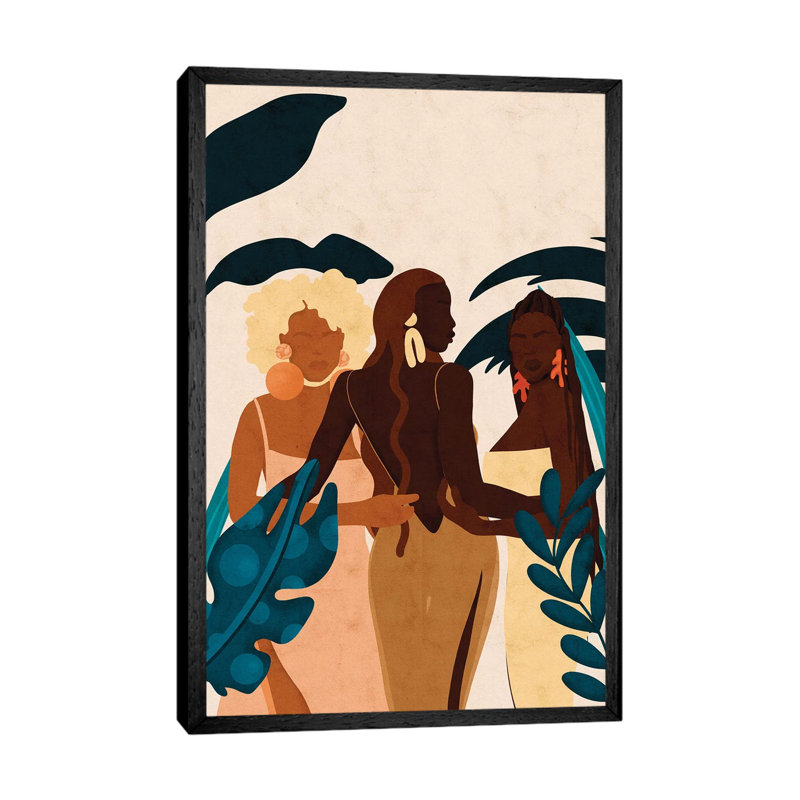 Sisters by Reyna Noriega - Print on Canvas, 101.6 cm H x 66.04 cm W, Black Framed