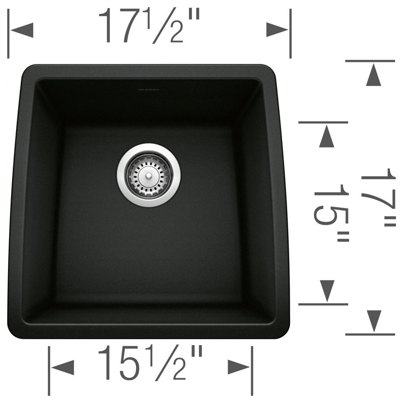 Performa SILGRANIT 17" Undermount Bar Sink, Coal Black