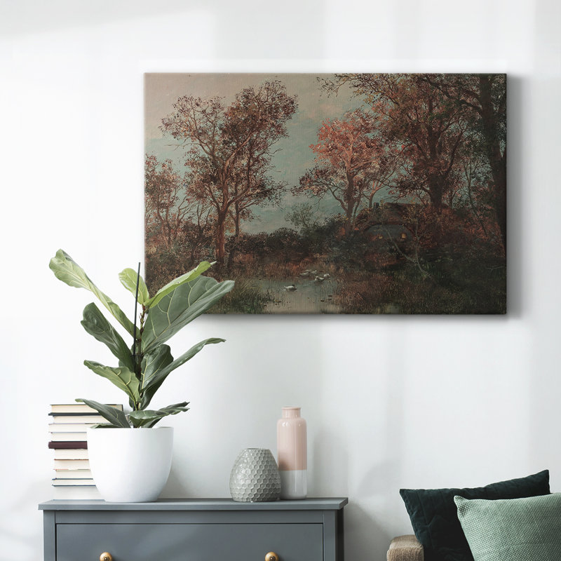 Paysage rétro -DXVII, H 19 po x l 28 po x P 1,5 po, Toile tendue