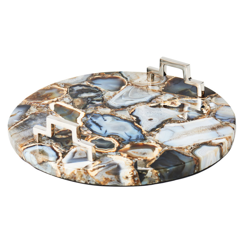 Abigails 12" Multicolor Agate Round Serving Tray