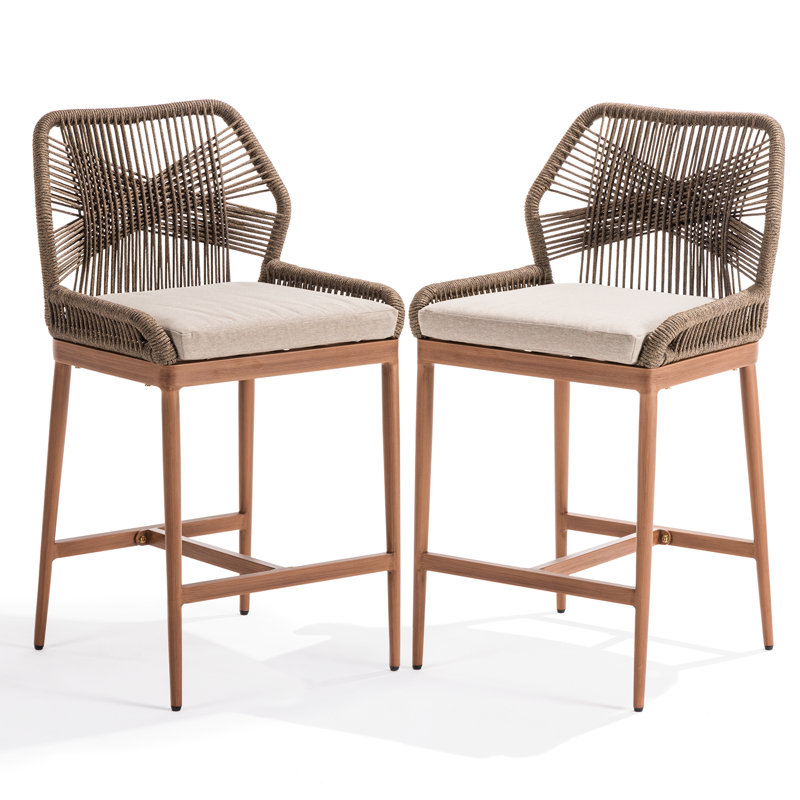 Boho Rope Counter Stools Set of 2, 24"H