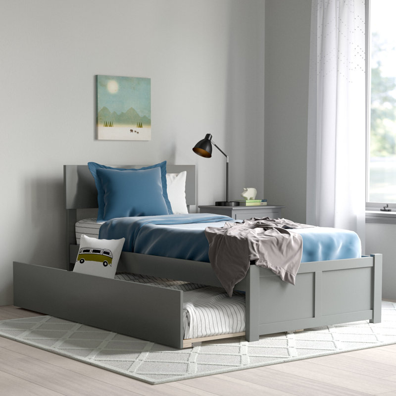 Amodio Solid Wood Platform Bed with Panel Footboard & Trundle