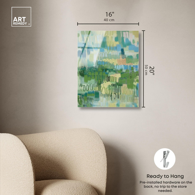 «Field of Green Texture I», reproduction acrylique par Art Remedy, H 20 po x l 16 po