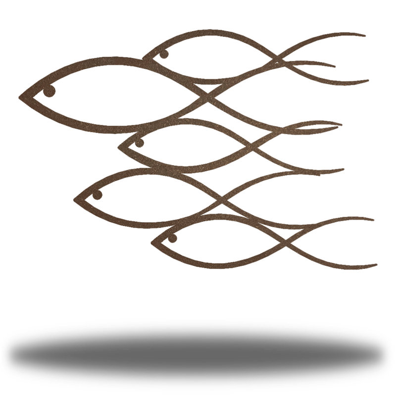 Handmade Coastal Fish Wall Decor, Rust, 24" H x 24" W x 0.01" D