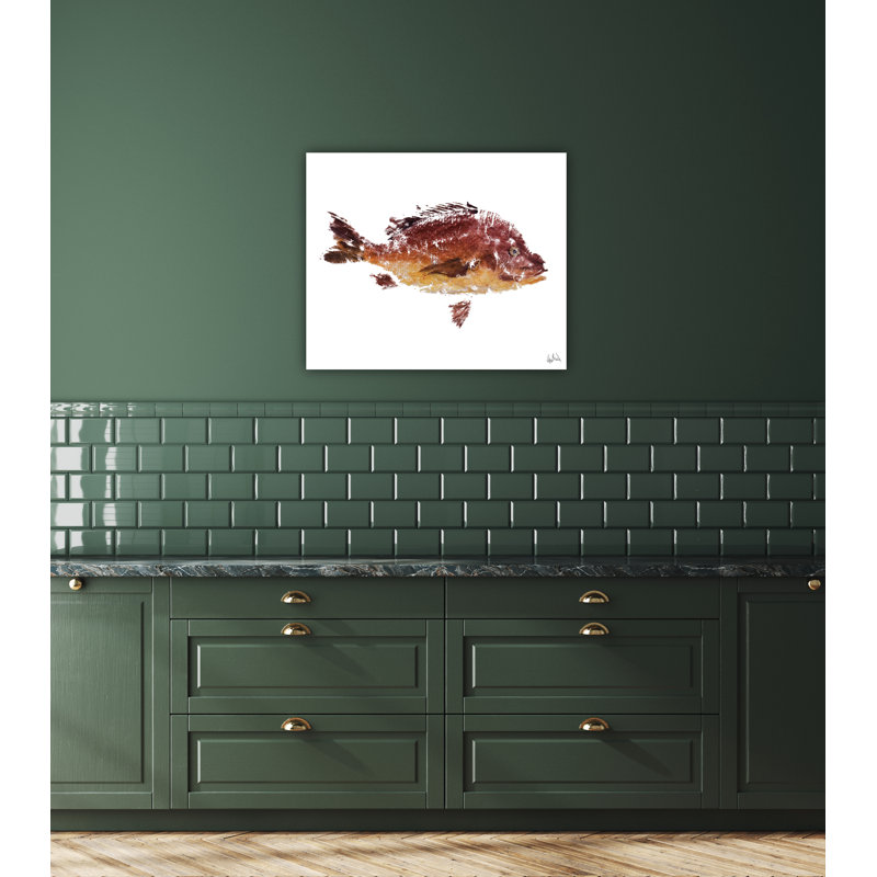 «Red Fish» par John Beard, H 24 po x l 30 po x P 3 po, Toile tendue