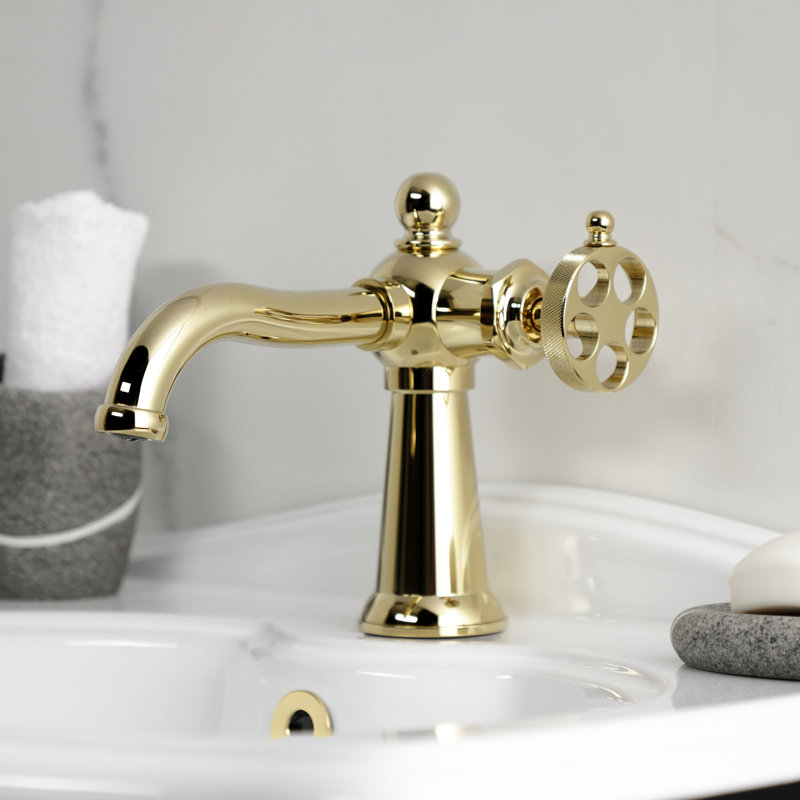 Robinet de salle de bain monotrou avec drain Wendell, Laiton poli