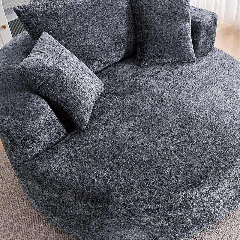 Round Accent Chair, 360 Swivel Chenille Barrel Chair, Fluffy Modern Sleeper for Living Room, Bedroom, Reading Room and Lounge