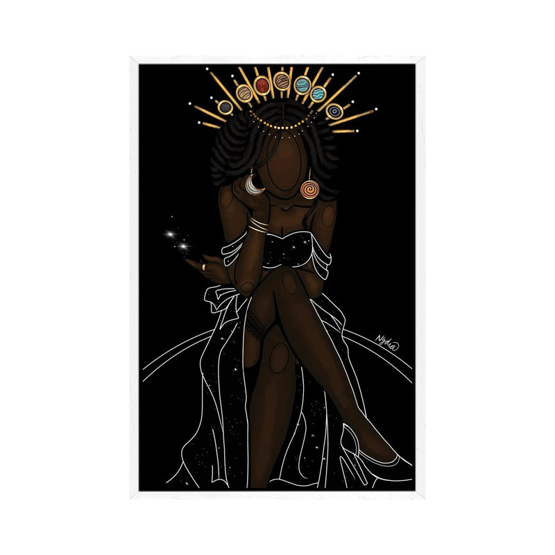 Celestial Goddess - Print on Canvas, 66.04cm H x 45.72cm W x 3.81cm D, White Framed