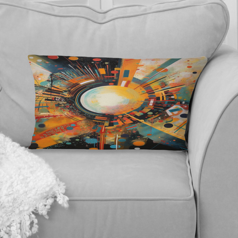 Coussin décoratif à imprimé géométrique abstrait orange IV