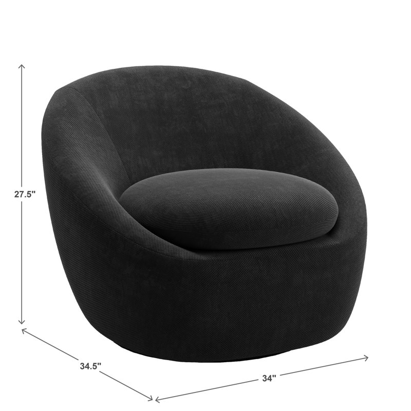 Fauteuil d'appoint pivotant en chenille Norell, Noir