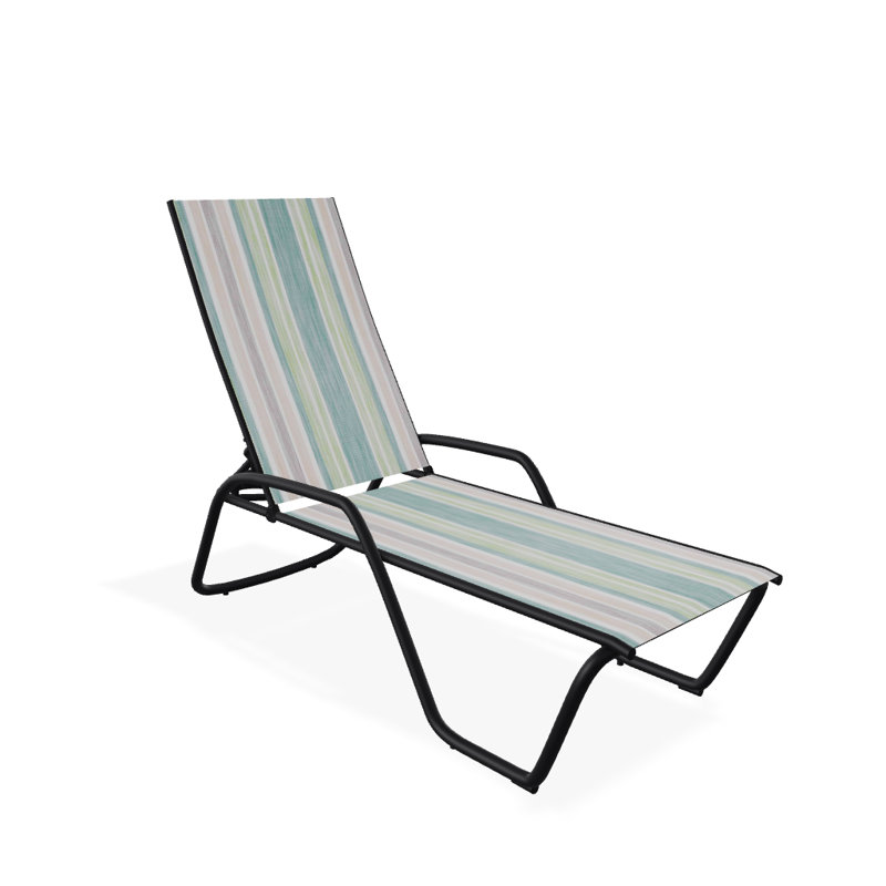 Outdoor Rust-Resistant Metal Chaise Lounge, Textured Black, Tempo