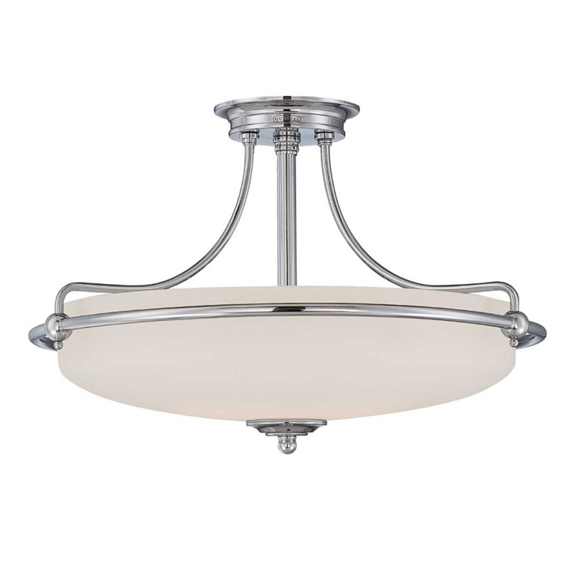 Elberta Glass Semi Flush Mount, Polished Chrome