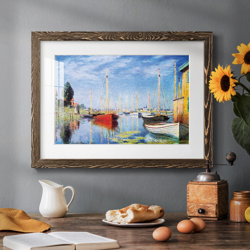 Les bateaux de plaisance à Argenteuil par Monet, reproduction d'art sur papier, Noyer, H 26 po x l 38 po