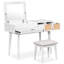 Coiffeuse 43,3 po avec tabouret, miroir rabattable et trois tiroirs, bureau fonctionnel et élégant