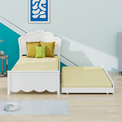 Wood Platform Bed With Headboard And Trundle Bed