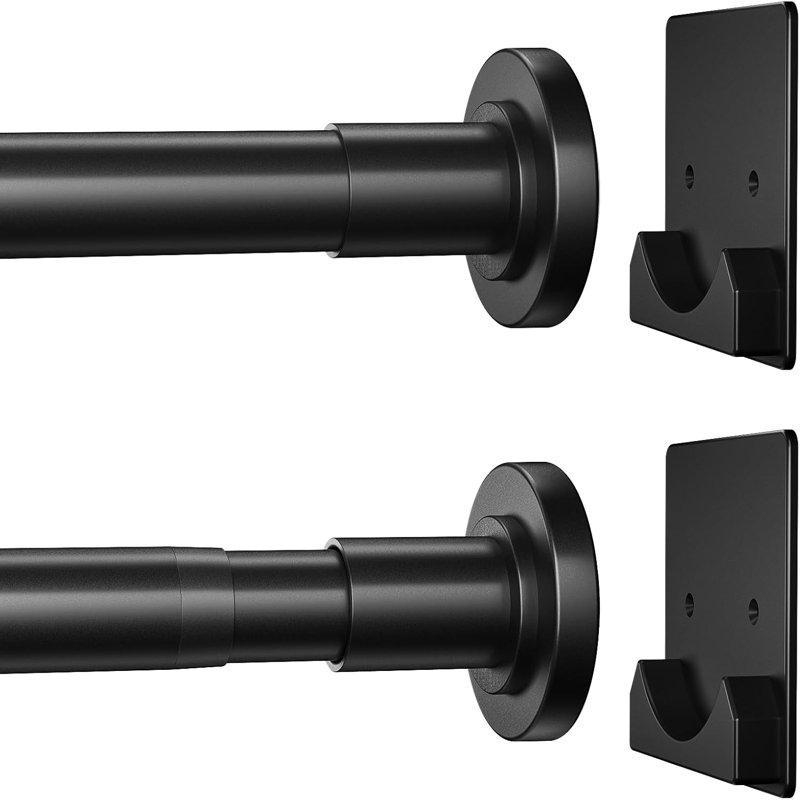 1 Inch Diameter Stainless Steel Shower Curtain Rod – 32 To 92 Inch Adjustable Spring Tension Rod With Holders, Anti-Slip No-Drill Curtain Rod For Bathroom, Kitchen & Closet (1 Pack)
