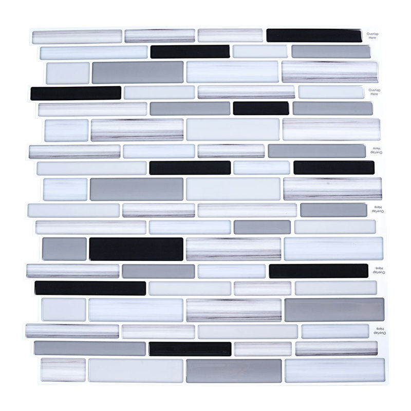 30cm x 30cm Wallpaper Tile, Grey/Light Grey/Black