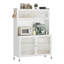 Freestanding Kitchen Sideboard with Wheels and Adjustable Shelves