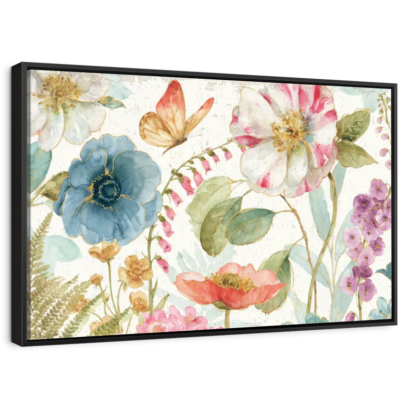 Rainbow Seeds Fleurs sur bois, Cadre flottant noir, 13 po x 9 po