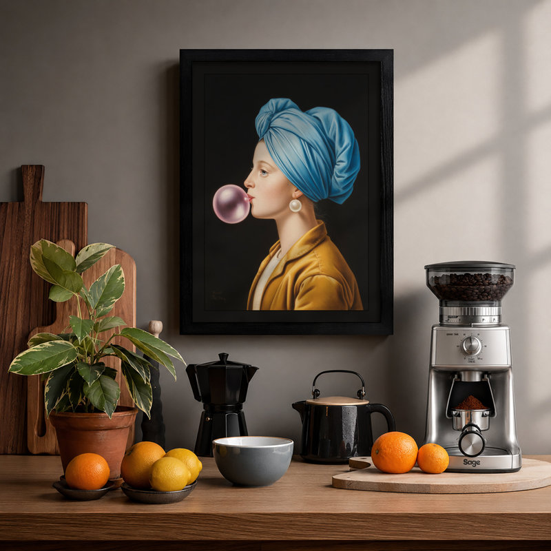 Blue Wrap Bubble Gum Modern - Framed Print, A1 - 84.1 x 59.4 cm, Black