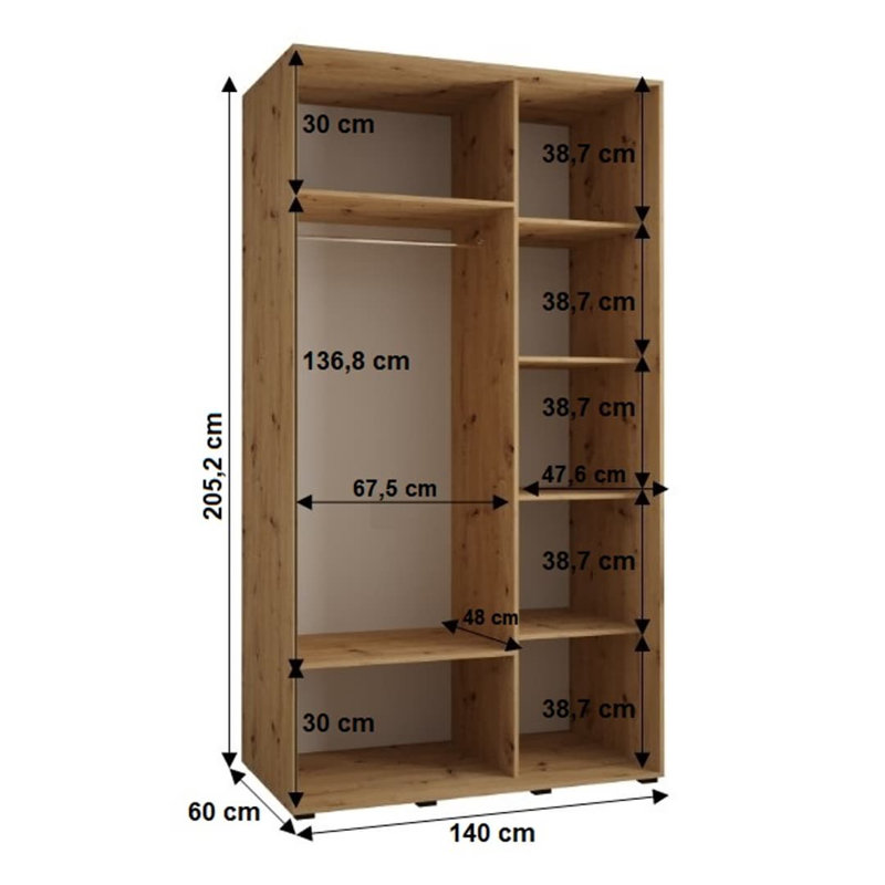 Auniya 2 Door Manufactured Wood Wardrobe, Oak Artisan