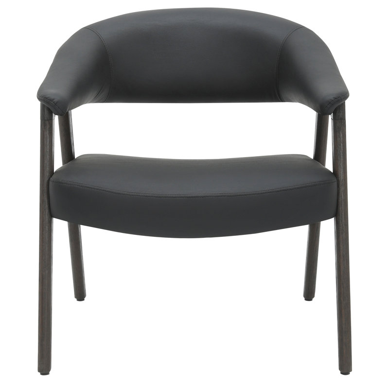 Chaise d'appoint moderne en similicuir et bois massif, Chaise d'appoint moderne - noir / noyer foncé