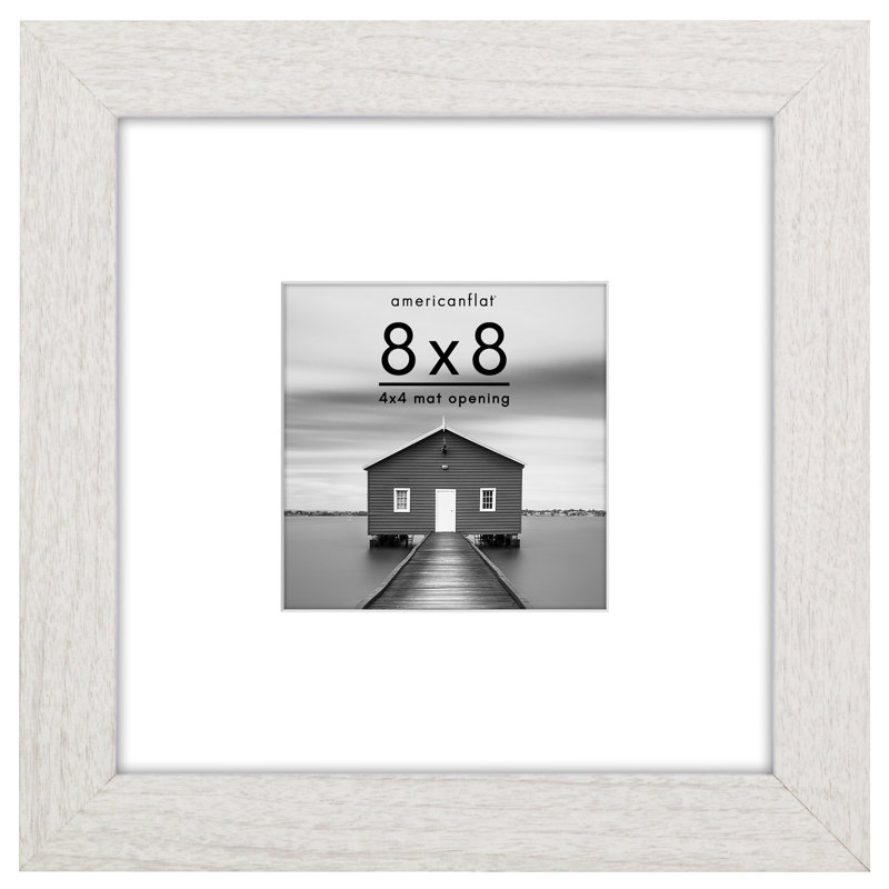 White 8x8 Wide Molding Picture Frame with Mat